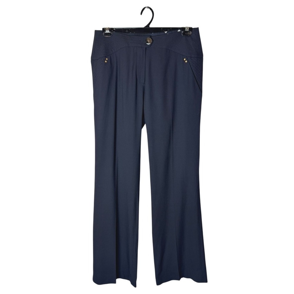 Leifsdottir Anthropologie Pants Women 10 Navy Blue Wool Blend Straight Office